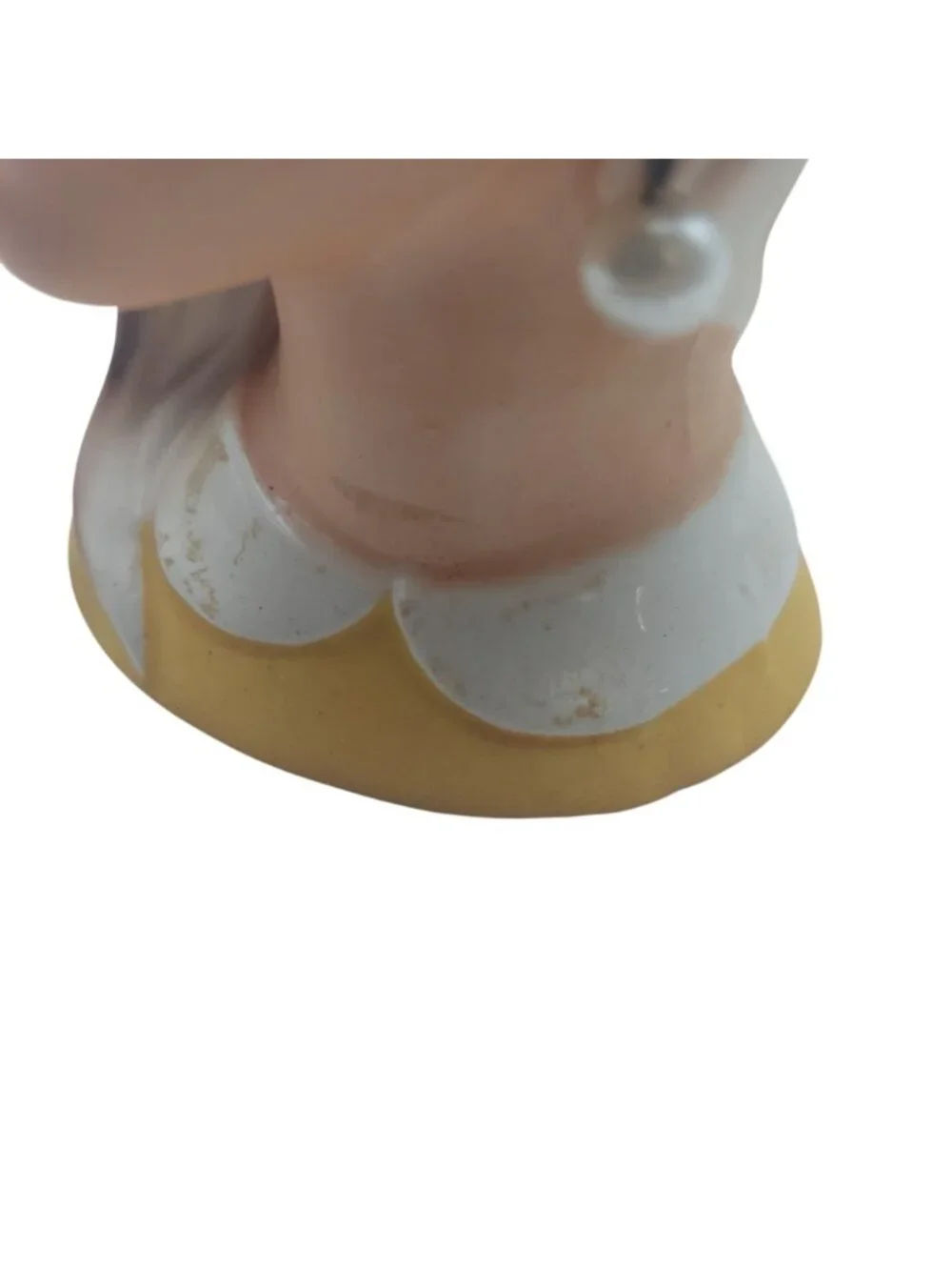 Napcoware Head Vase Lady Teen Ceramic Blonde Yellow Bow Pearl Earring MCM C8493